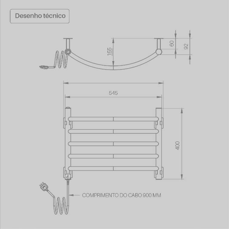Toalheiro Térmico Decorato Curvo Inox Seccare